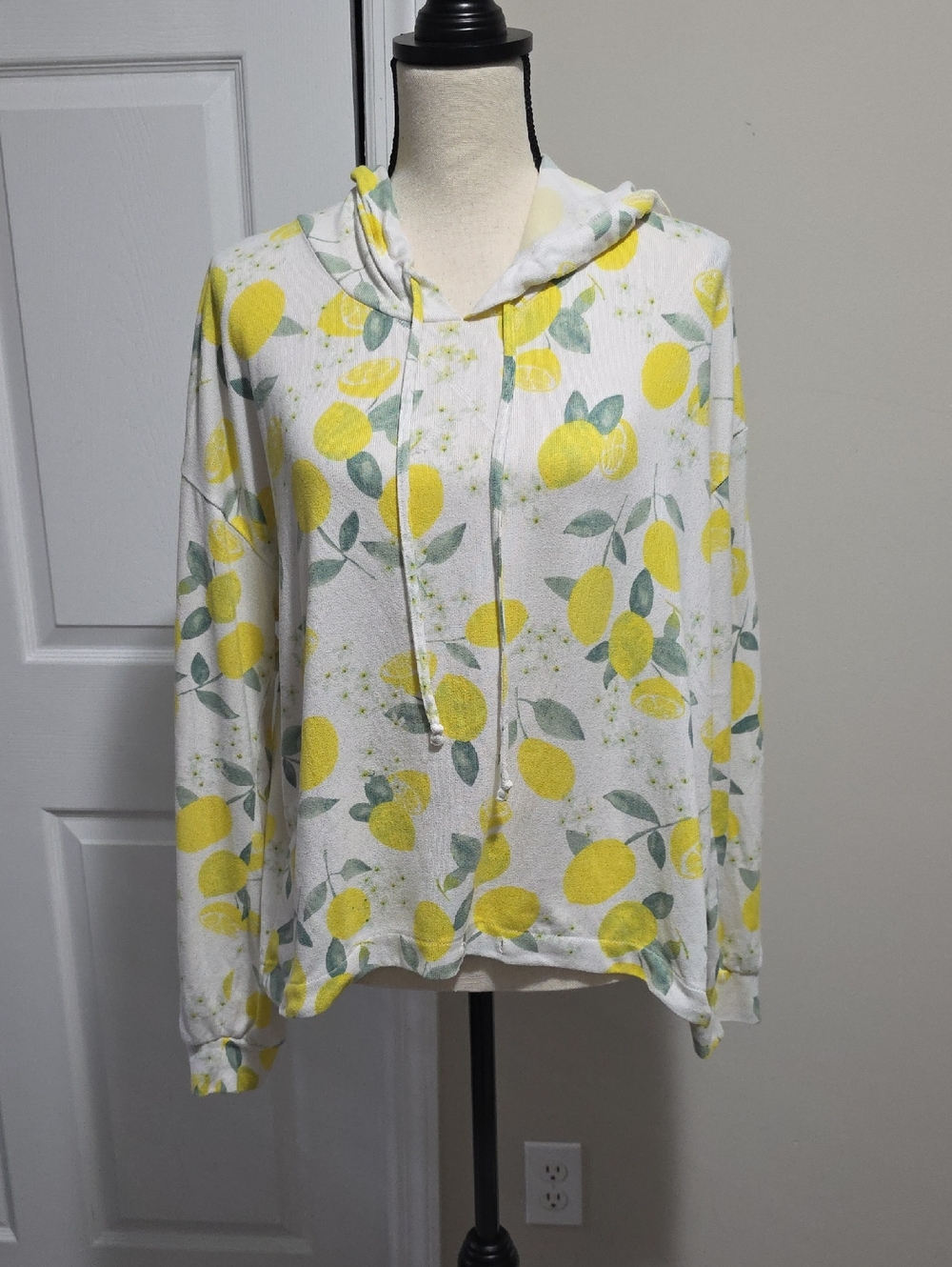 Free Press Lemon Print Hoodie Sweatshirt, Top Sz Small